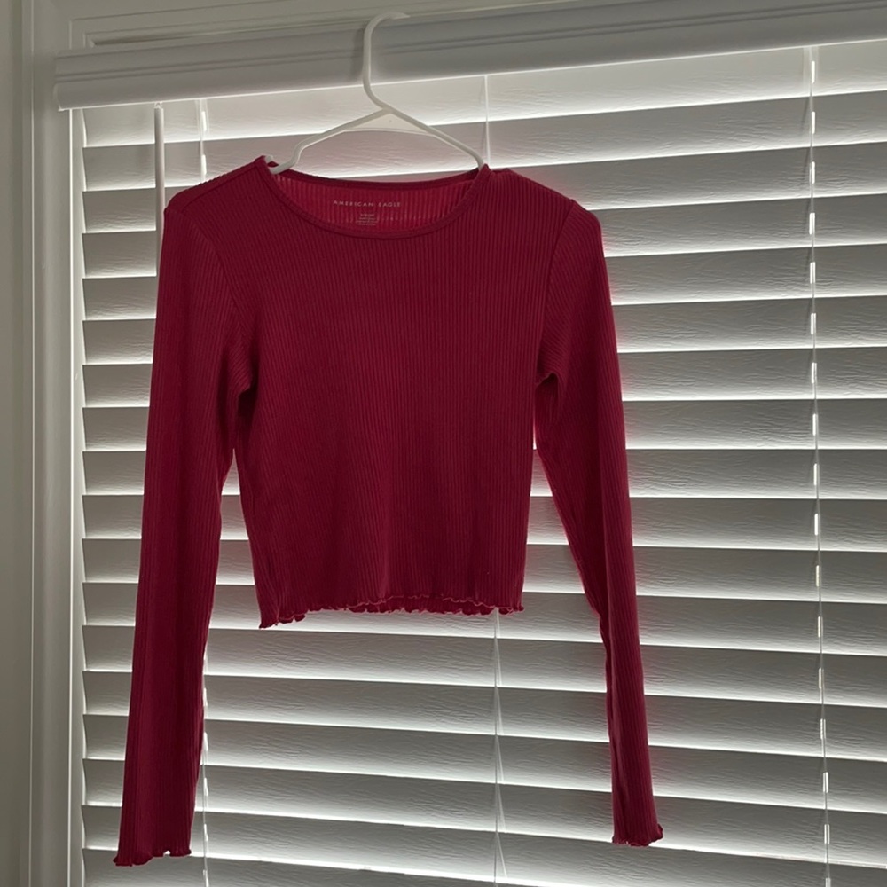 American Eagle Long Sleeve Cropped Shirt